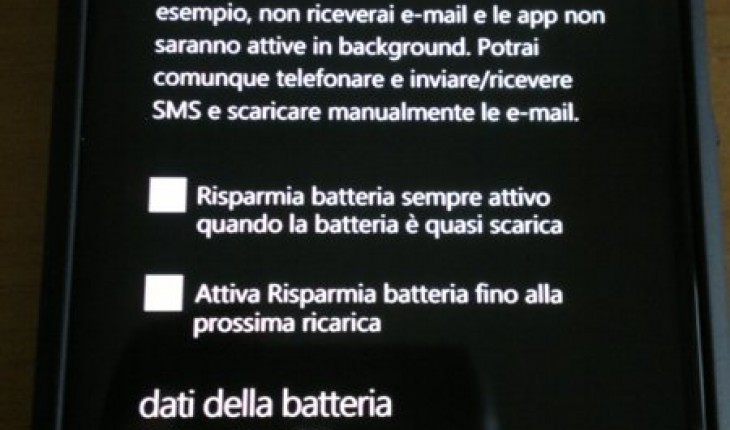 Risparmio batteria su Lumia 800