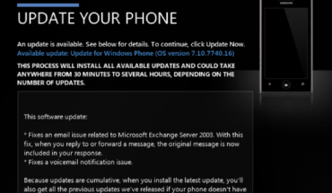 Nuovo update 7.10.7740.16 per Windows Phone?