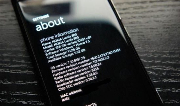 Nokia Lumia 800, al via il rilascio del firmware update 7.10.8107.79