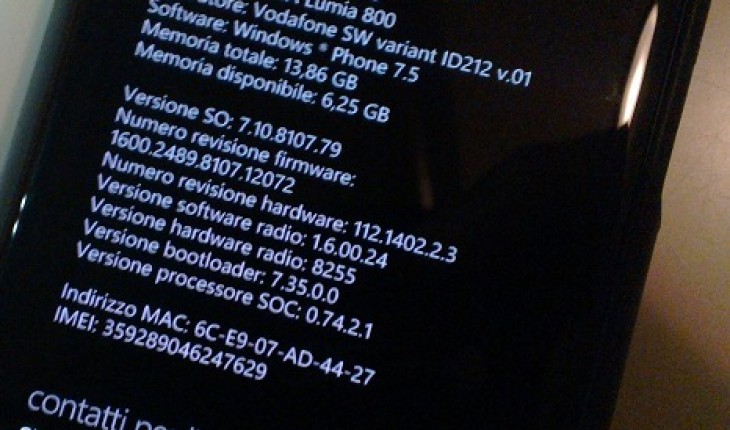 [Guida] Come aggiornare manualmente il Nokia Lumia 800 al firmware 1600.2489.8107.12072