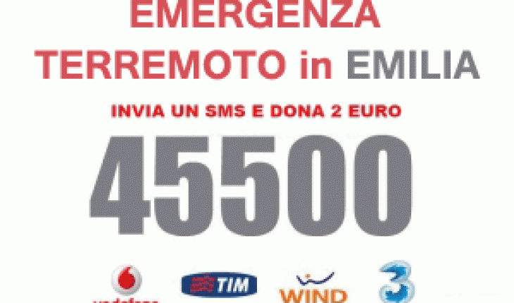 Emergenza Terremoto Emilia, dona 2 Euro con un SMS al 45500