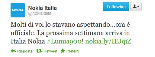 Nokia Italia Tweet