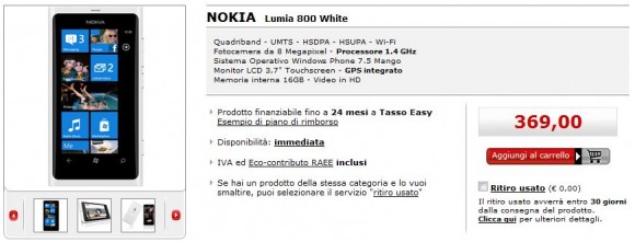 Nokia Lumia 800 su MediaWorld