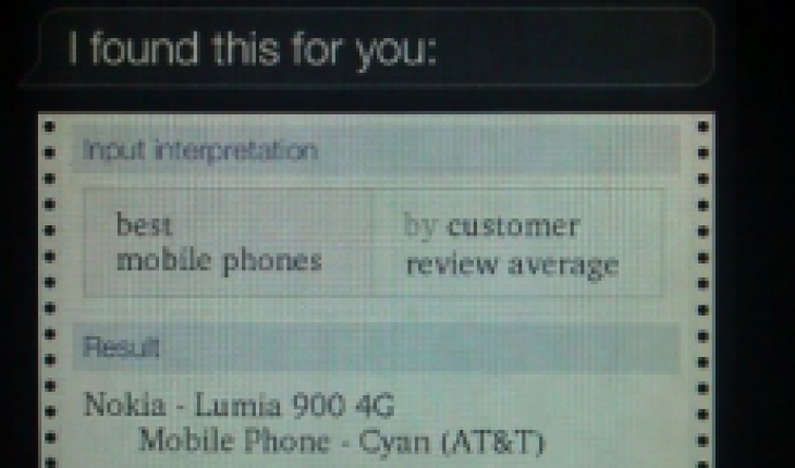 Siri si ostina a dire che il Lumia 900 è il miglior smarphone, nonostante le manipolazioni di Apple