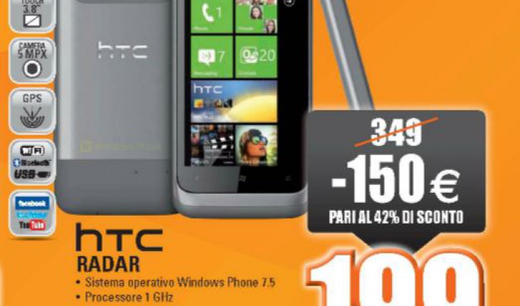 HTC Radar in offerta a 199 Euro nei negozi Marcopolo Expert