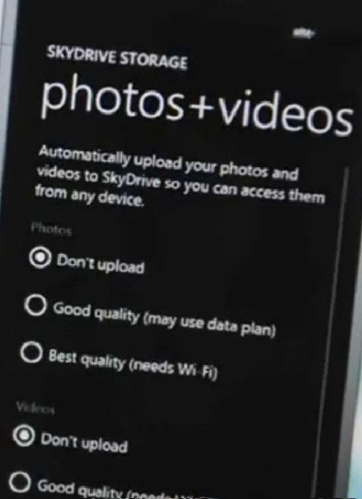 Upload foto in SkyDrive Windows Phone 8