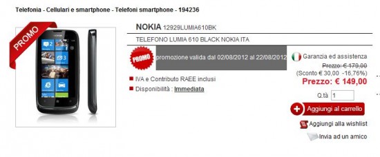 Nokia Lumia 610 in offerta da Eldo