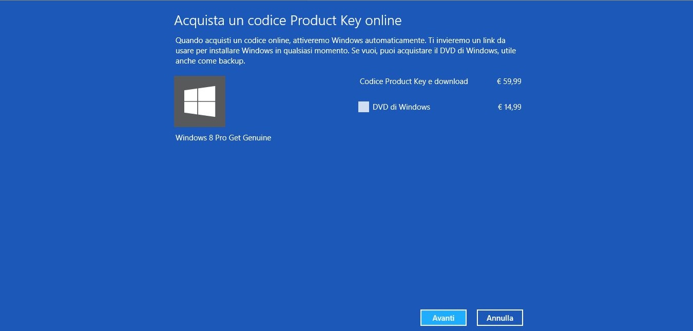 Prezzo Windows 8 Pro