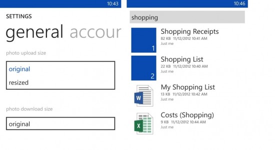 SkyDrive per Windows Phone