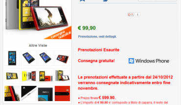 Il Nokia Lumia 920 è nuovamente esaurito su Nstore.it