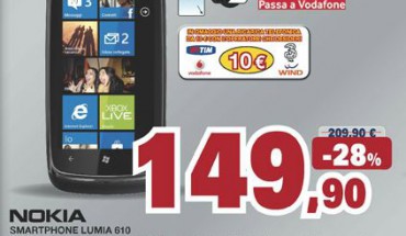 Nokia Lumia 610 a 149 Euro nei negozi Unieuro