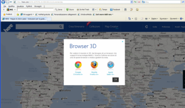 Internet Explorer non supporta la vista 3D di Nokia Here Maps