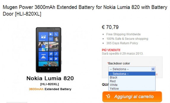 Mugen 3600 mAh per Lumia 820