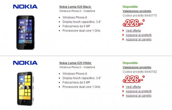 Nokia Lumia 620 Vodafone su redcoon.it