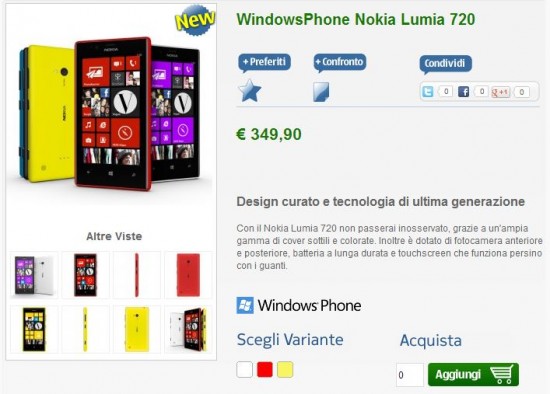 Nokia Lumia 720 su nstore.it