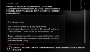 Nuovo update per Windows Phone 7.8, si passa alla build v7.10.8862.144