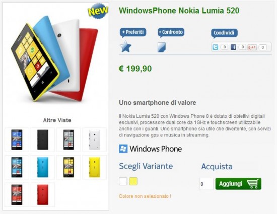Nokia Lumia 520 su nstore.it