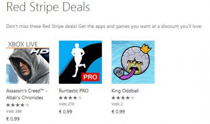 Red Stripe Deals, la nuova iniziativa di Microsoft che prevede lo sconto di apps ogni giovedì