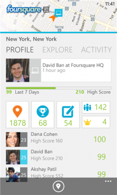 Foursquare per Windows Phone