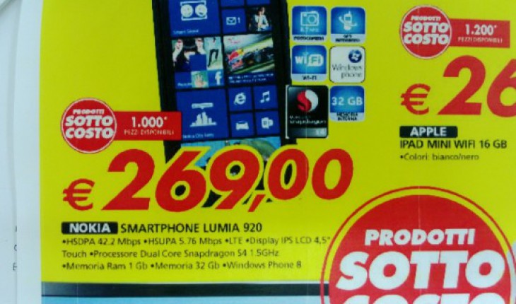 Nokia Lumia 920 a soli 269 Euro nei negozi Auchan a partire dal 2 settembre!