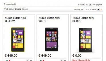 Nokia Lumia 1020 (giallo e bianco) disponibile al vantaggioso prezzo di 649 Euro da Glistockisti
