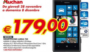 Nokia Lumia 720 a soli 179 Euro da Auchan