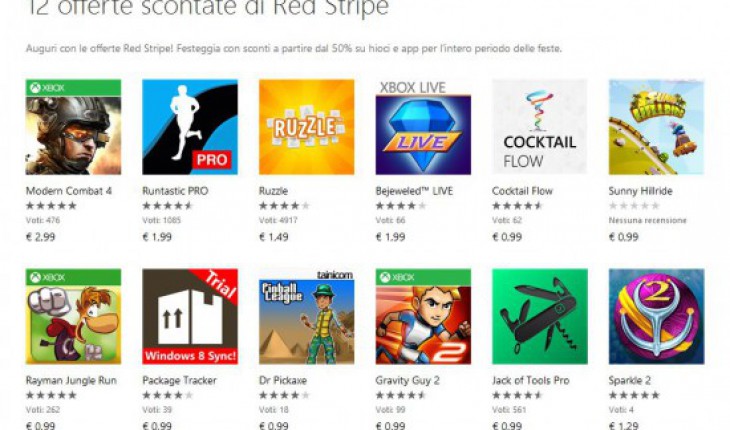 Speciale Red Stripe Deals: 12 contenuti del Windows Phone Store disponibili a prezzi scontati