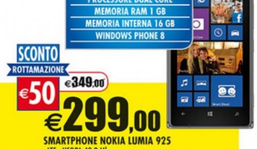 Offerta Auchan: Nokia Lumia 925 a 299 Euro, Nokia Lumia 625 a 199 Euro e Nokia Lumia 820 a 169 Euro