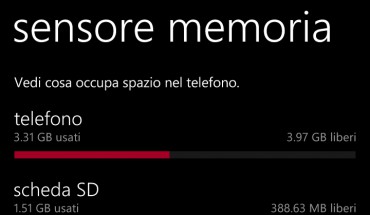 Sensore Memoria, l’app di Windows Phone 8.1 per gestire le app e i contenuti presenti sul device e su microSD