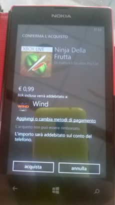 Pagamento tramite credito Wind