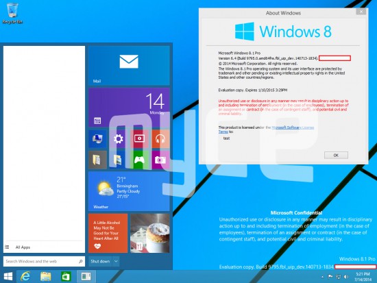 Windows 9 screenshot leaked