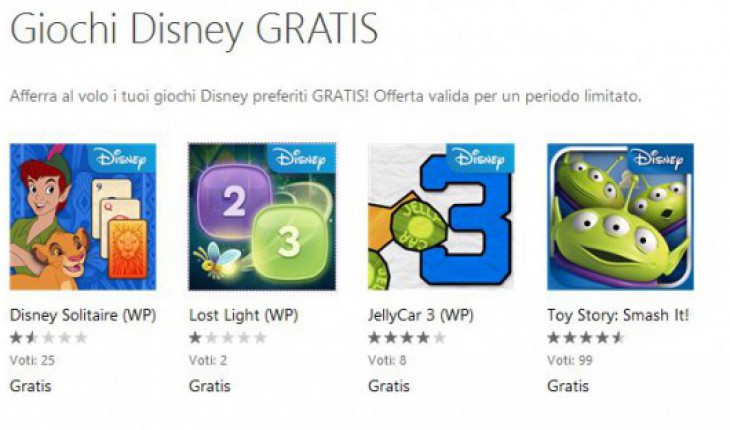 Anche Disney Solitaire (WP), Lost Light (WP) e Toy Story: Smash It! sono disponibili gratis per un tempo limitato!