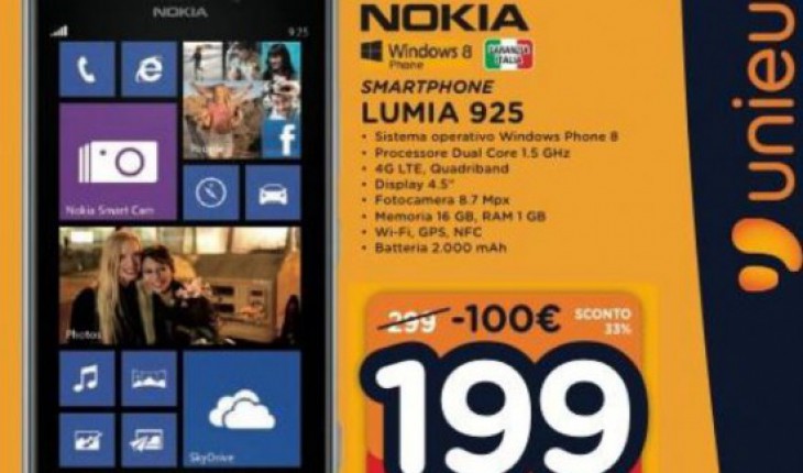Nokia Lumia 925 di nuovo in vendita a 199 Euro in alcuni negozi Unieuro