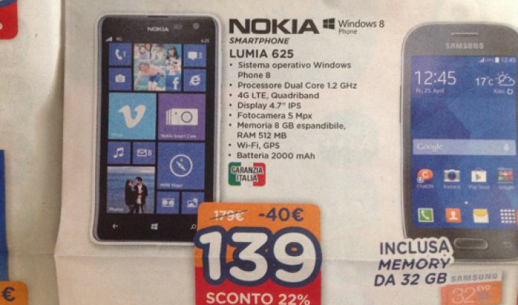 Nokia Lumia 625 a soli 139 Euro presso i negozi Marco Polo Expert