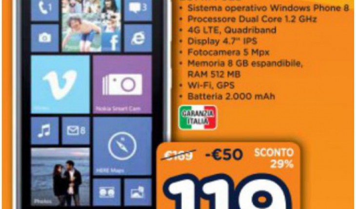 Nokia Lumia 625 a soli 113 Euro da Unieuro (con codice sconto)