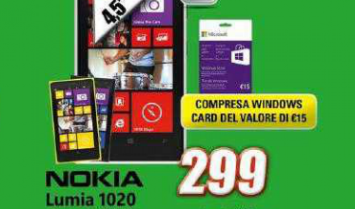 Nokia Lumia 1020 a 299 Euro presso i negozi Expert Domex