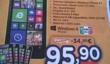 Nokia Lumia 630 a 95,90 Euro da Unieuro