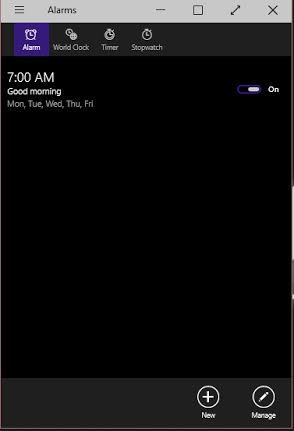 Windows 10 Alarm App