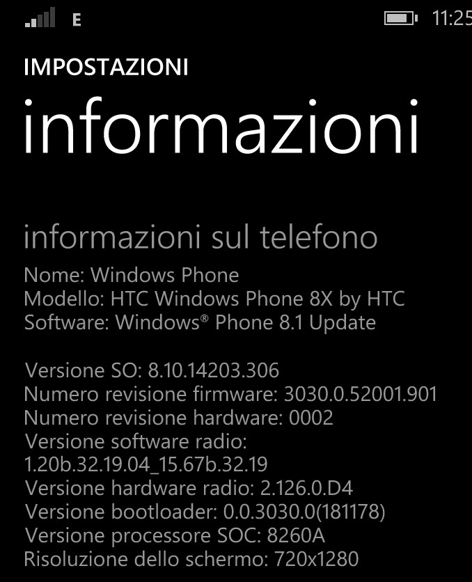 HTC 8X aggiornamento a WP8.1 Update 1