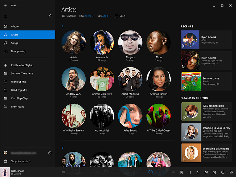 Music Preview per Windows 10 Preview per PC