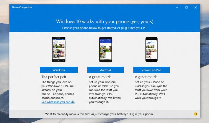 Phone Companion App, il “ponte” di congiunzione tra i PC Windows 10 e i device Android e iOS