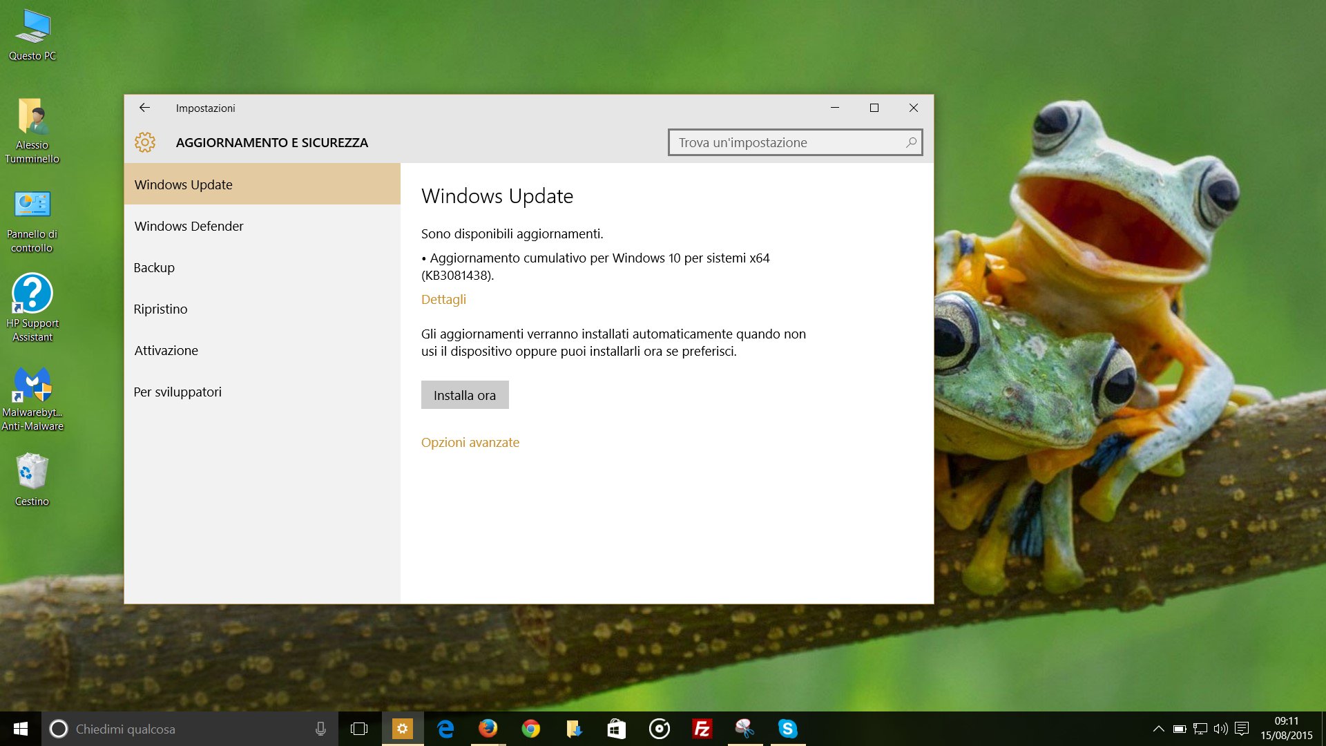 Update KB3081438 di Windows 10
