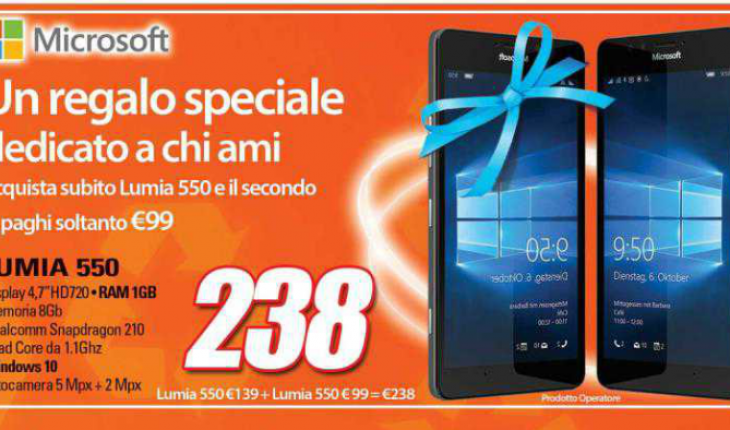 Offerta Expert: acquista un Lumia 550 e il secondo lo paghi 99 Euro (idea regalo per San Valentino)