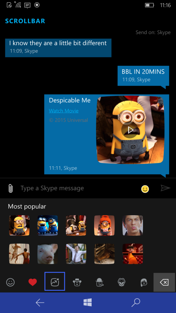 Mojis su Windows 10 Mobile