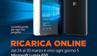 Wind: fai una ricarica online e vinci uno dei 5 device Lumia 650 in palio ogni giorno (fino al 30 marzo)