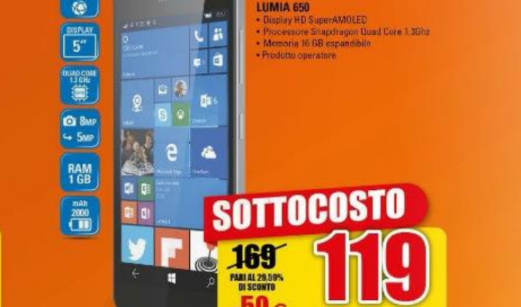 Offerte: Lumia 650 a 119 Euro da Expert e Lumia 640 XL a 99 Euro da MediaWorld