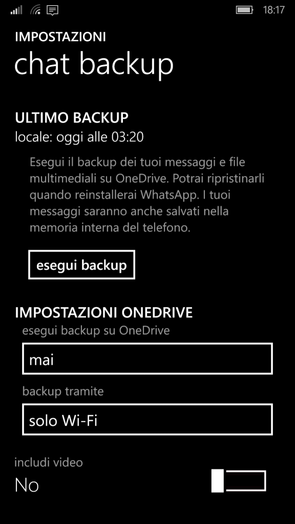 Backup su OneDrive