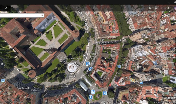 L’app Mappe di Windows 10 ha una straordinaria vista Aerea a “volo d’uccello”, lo sapevate?