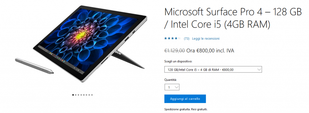 Surface Pro 4 su Microsoft Store