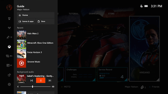 Xbox Guide background music controls